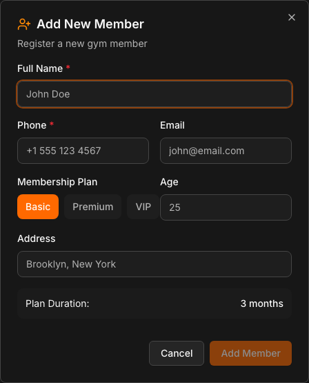 : New member form